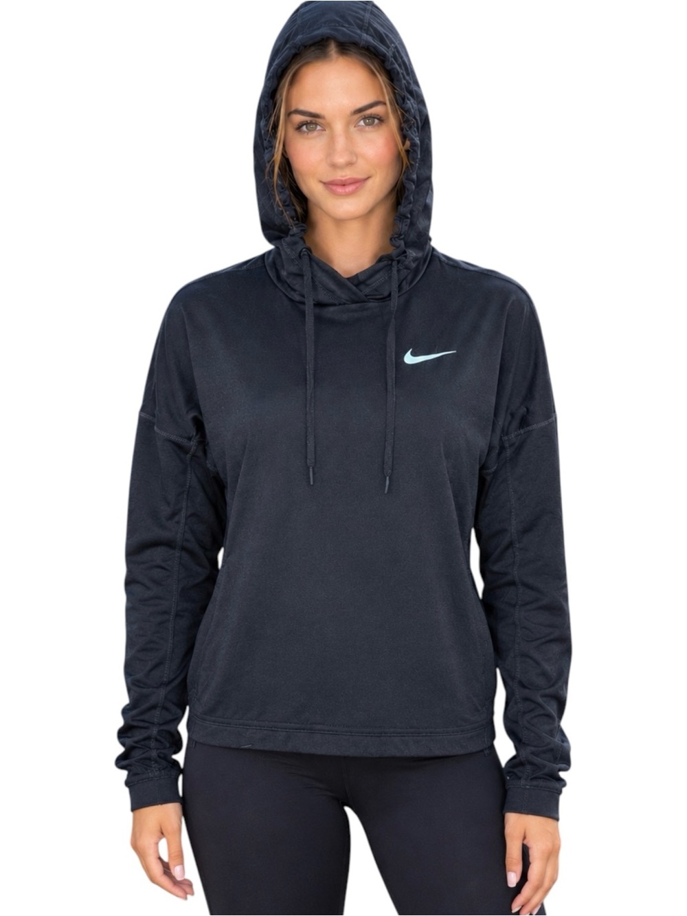 Nike Therma Fit Black Hooded Pullover Running Workout Yoga Cross Training SZ XS